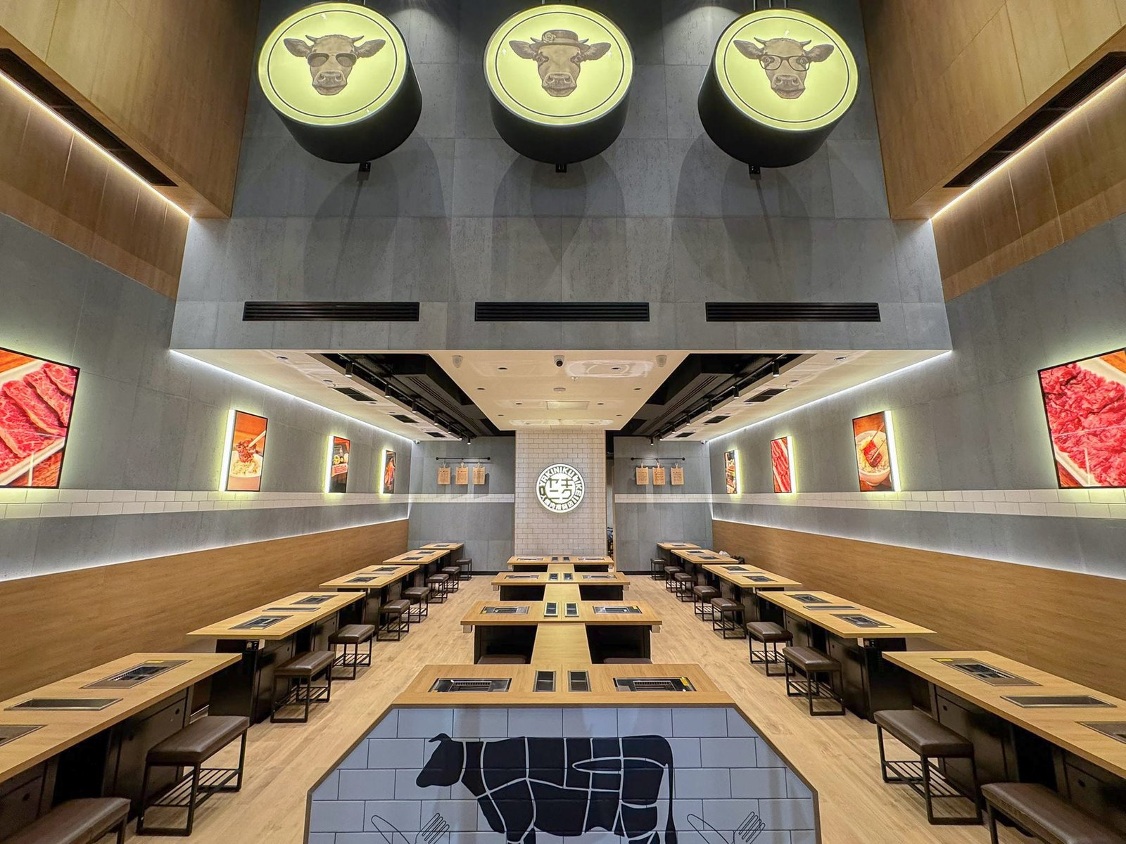 Japanese BBQ restaurant fit out with built-in grill tables